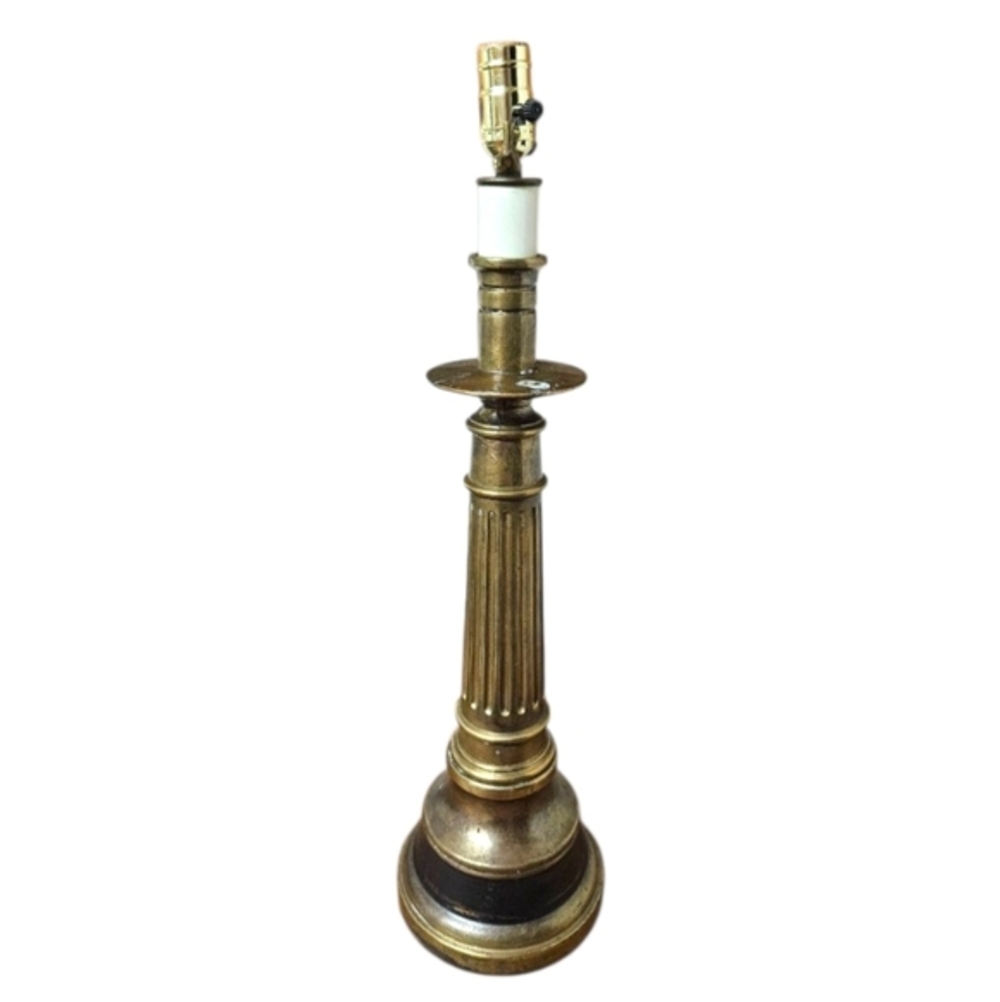 Vintage Stiffel Brass Table Lamp Hollywood Regency Fluted Column MCM Candlestick